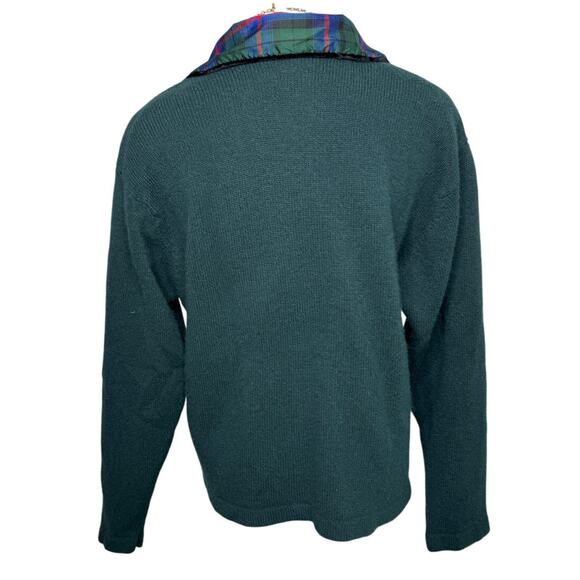 Vintage Talbots wool angora velvet plaid round collar cardigan sweater size M - Picture 4 of 8